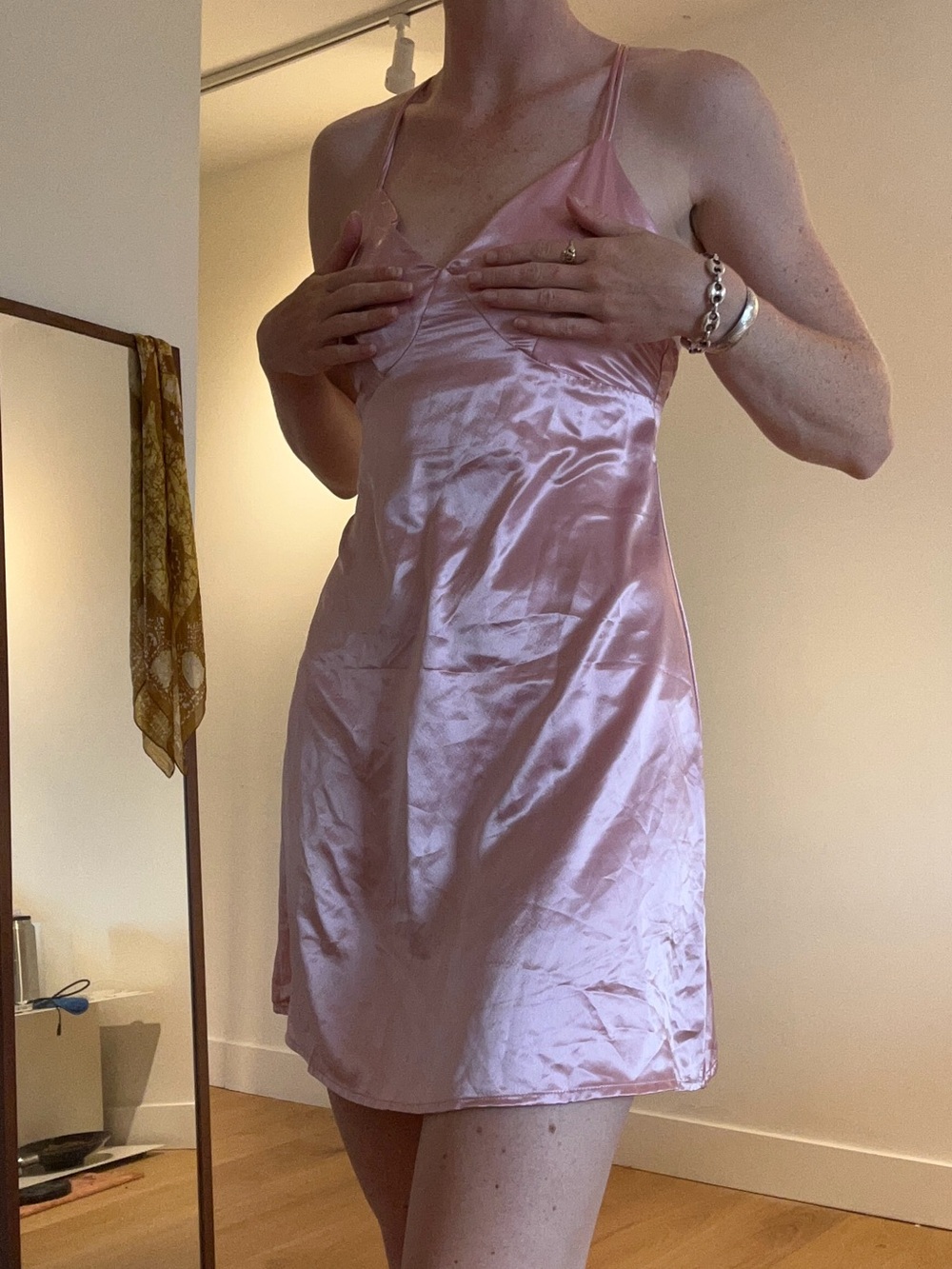 Silky Pink Strappy Slip Dress